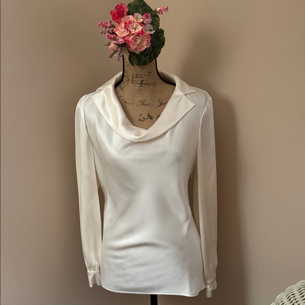 St. John Cream Cowl Neck Top - Picture 2 of 10